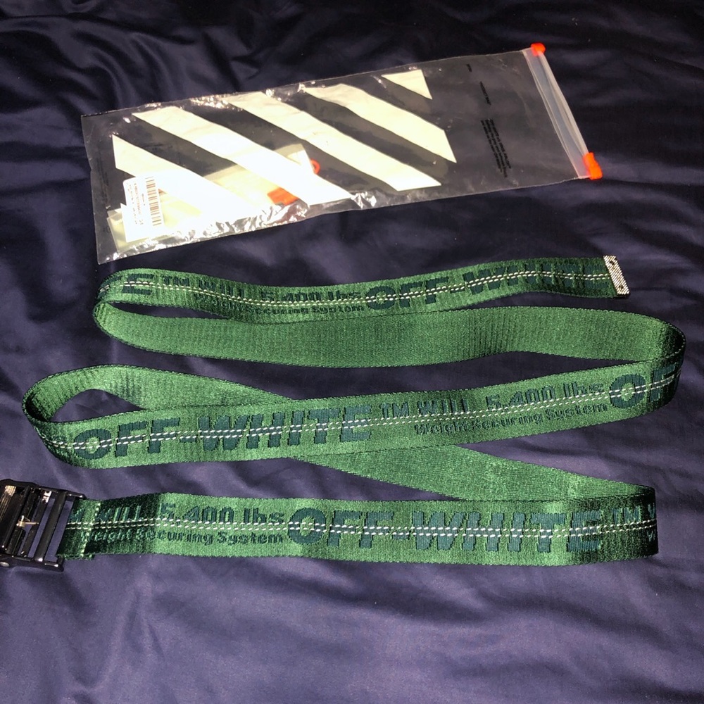 Off-White Dark Green Industrial Jacquard Belt During Virgil Abloh’s Time.